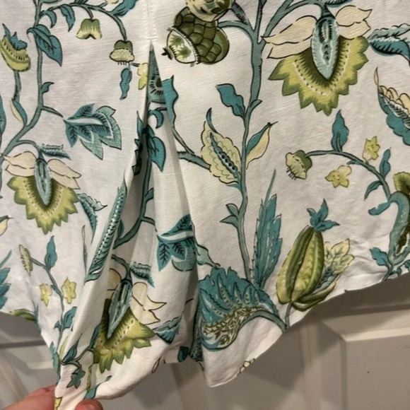 Ann Taylor Loft Green Floral Linen Blend A-Line Skirt Size 4 - Picture 3 of 8